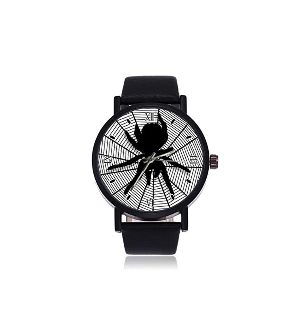 Moda Reloj de Pulsera para Hombre de Spiderweb con Correa de Cuero y Cuarzo de Acero Inoxidable