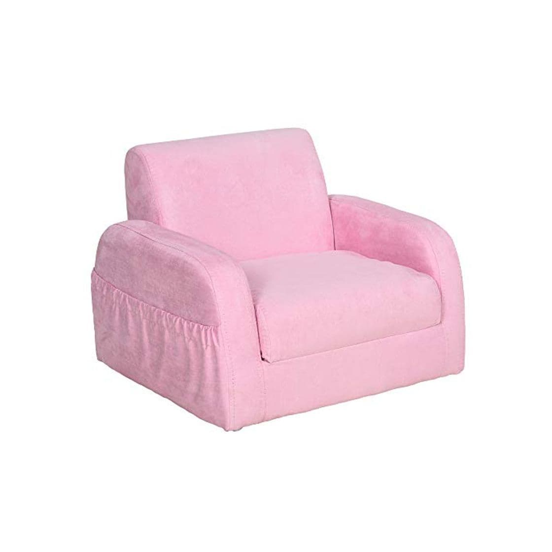 Product HOMCOM Sillón Cama Diseño 2 en 1 para Niños Cama Infantil Plegable de 2 Posiciones con Reposabrazos Asiento Ancho Acolchado Cómodo 51x45x38 cm Rosa