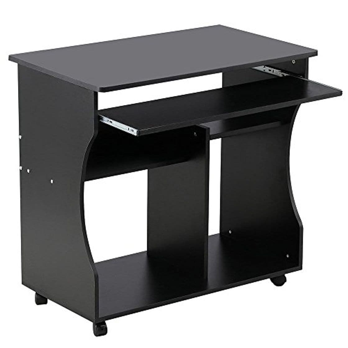 Product Yaheetech Mesa de Ordenador Mesa de Computadora Moderno con Ruedas para Oficina Hogar Mesa de Escritorio 80x 48 x 76 cm Negro