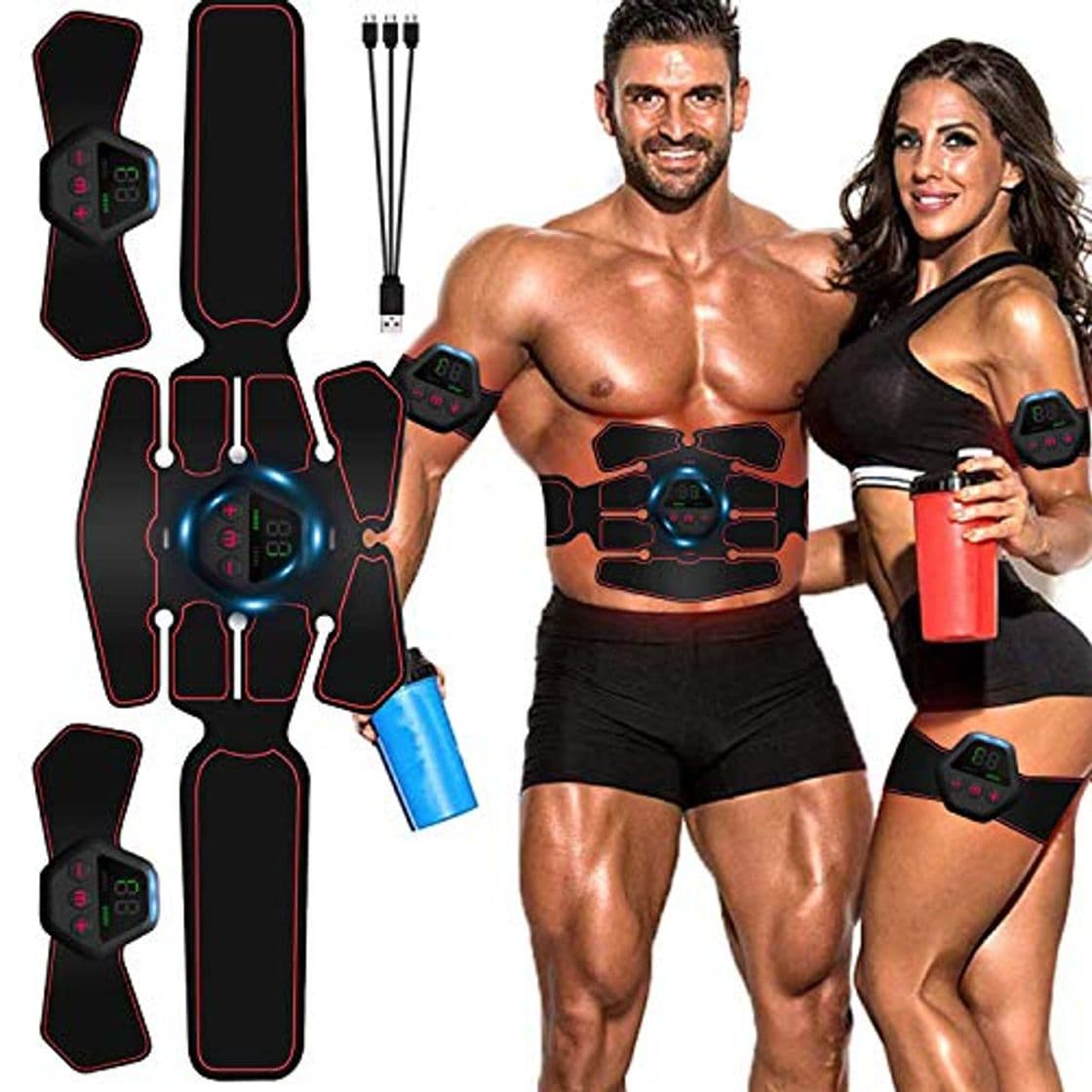 Product Moonssy Electroestimulador Muscular, USB Recargable EMS Estimulador Muscular Abdominales, para Abdomen