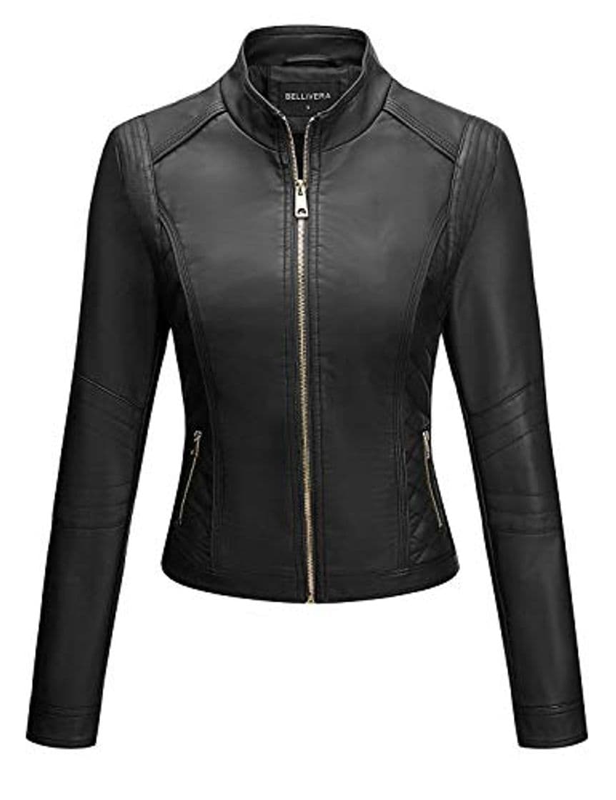 Fashion Bellivera Chaqueta de Cuero PU para Mujer