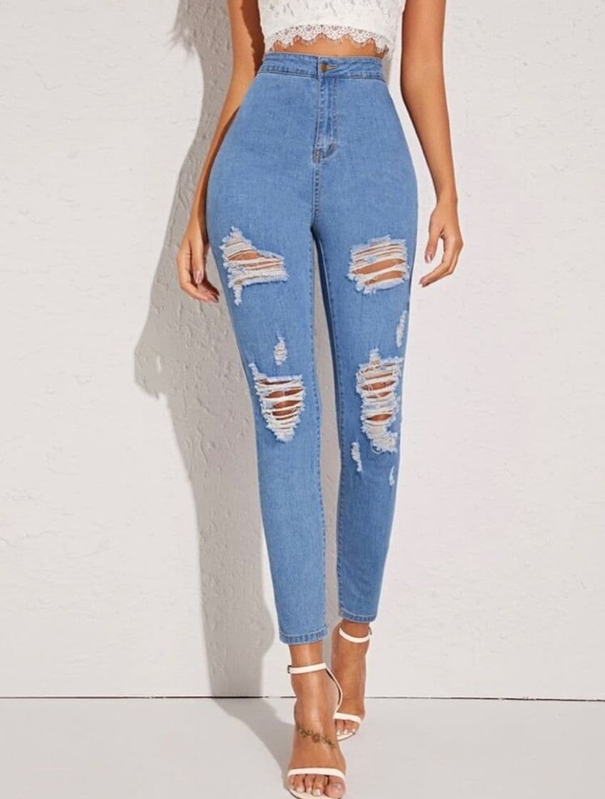 Moda Distressed High-Rise Skinny Jeans