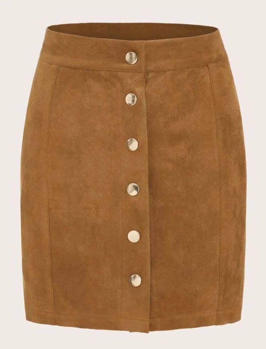 Moda Suede Button Front Mini Skirt