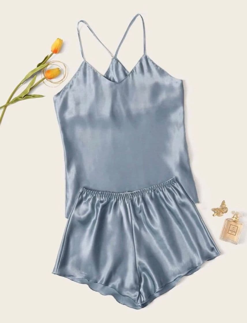 Moda Satin Cami Top With Shorts PJ Set