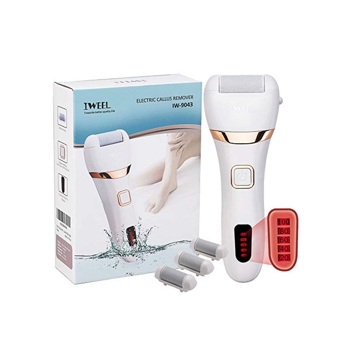 Producto Lima Eléctrica Pedicura Eléctrico Lima Pies Profesional Recargable IPX7 Impermeable Eliminar Callos Pies Durezas Pedicura Pies Cuidado Lima 3 Recambios 5 Niveles 2 Velocidades