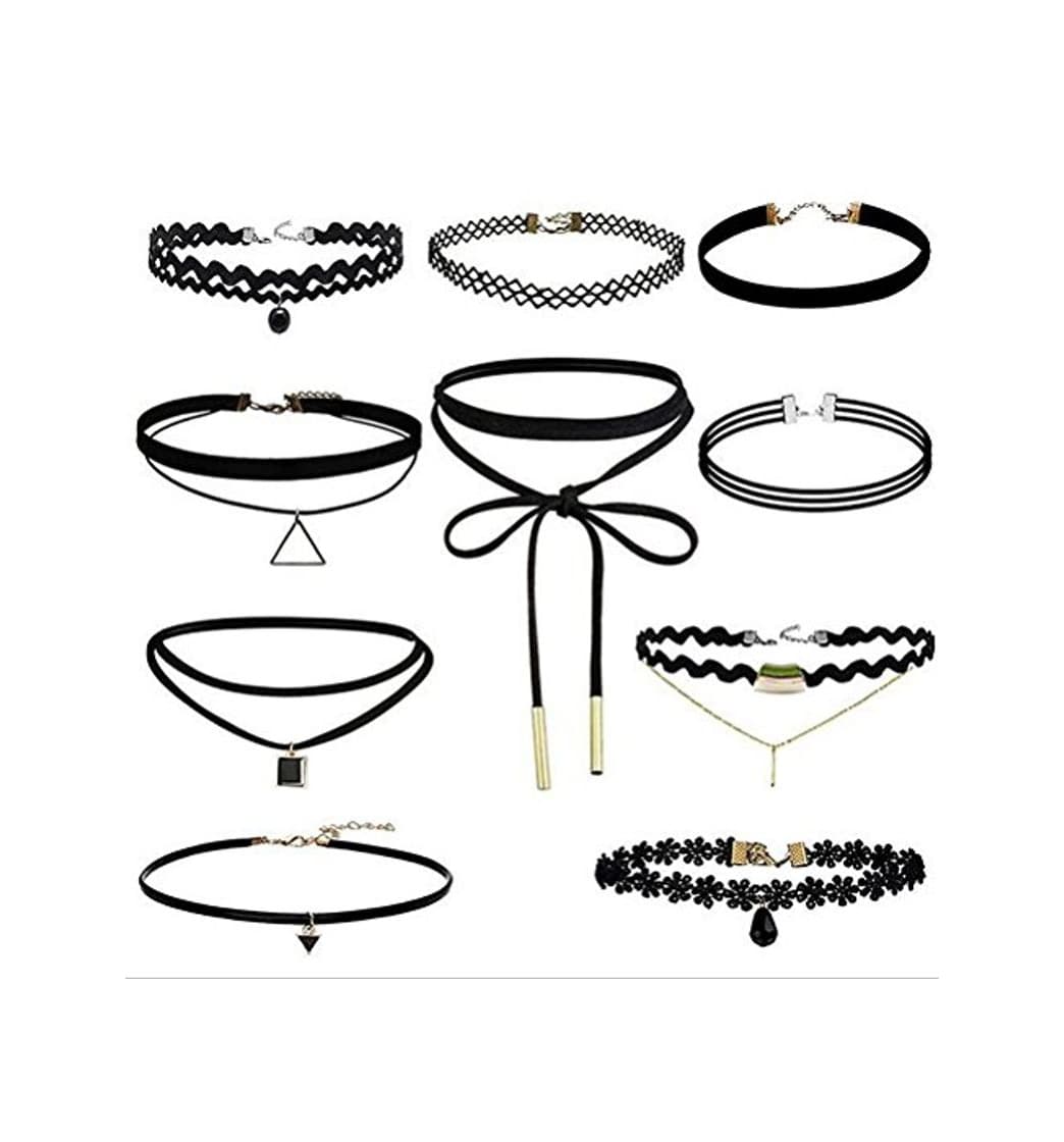 Fashion Elegant Rose 10 piezas choker collares elástico terciopelo Classic adhesivo de gótico