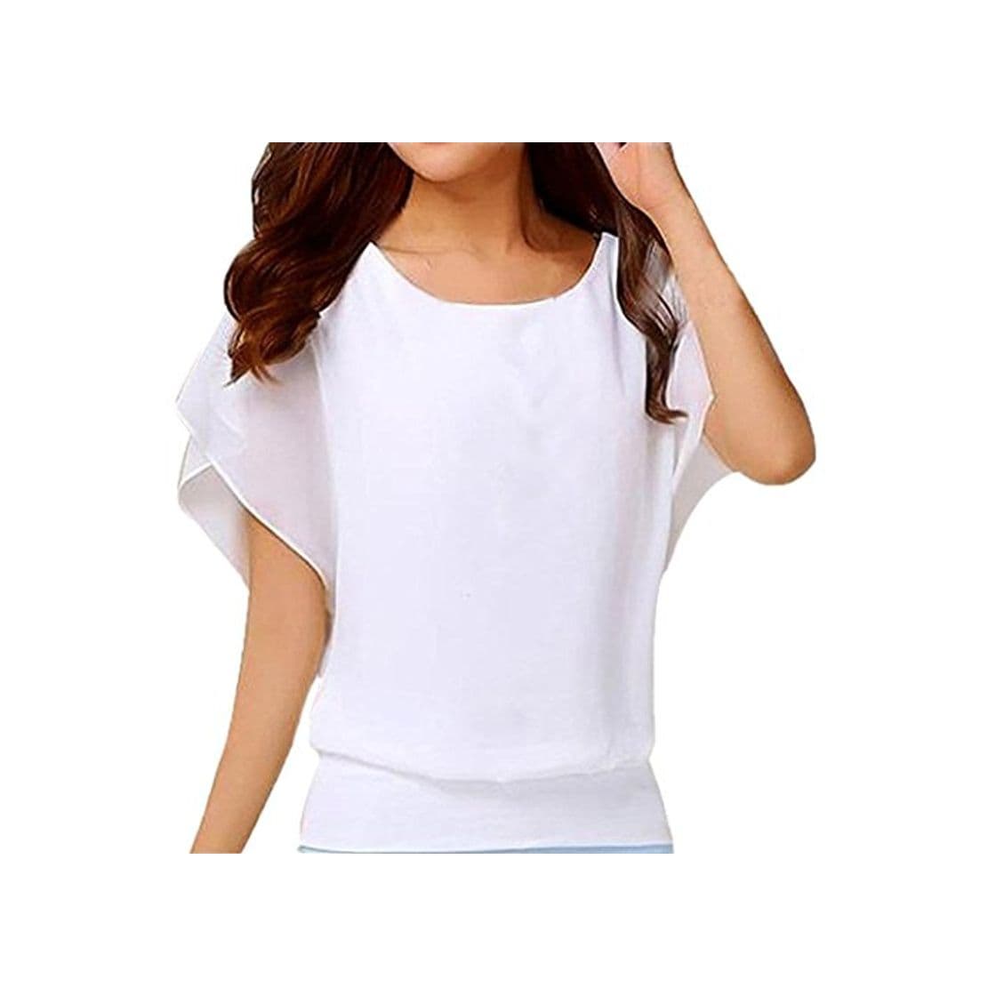 Moda ALIKEEY Blusa De Manga Corta Gasa Casual para Mujer Camisa ChifóN Larga