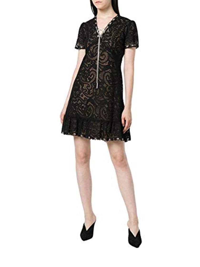 Lugar Michael Kors Vestido M/C Encaje Arandelas Plata MU88Y2R95T Color Negro