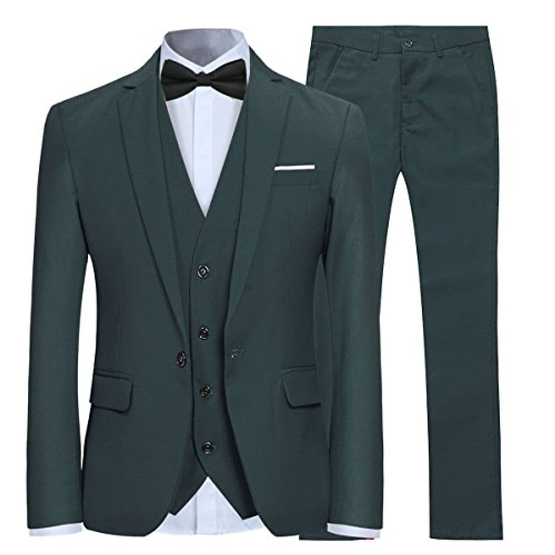 Moda Trajes para Hombre 3 Piezas Slim Fit Boda Esmoquin Formal Un botón Cerrar Blazers Chaqueta Chaleco Pantalones