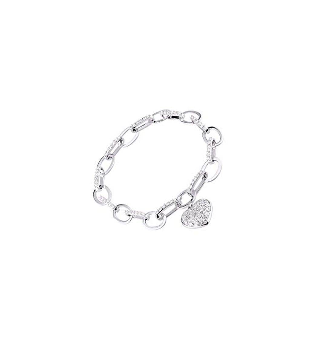 Moda Diamante tenis pulsera – 14 K oro blanco Tiffany estilo corazón