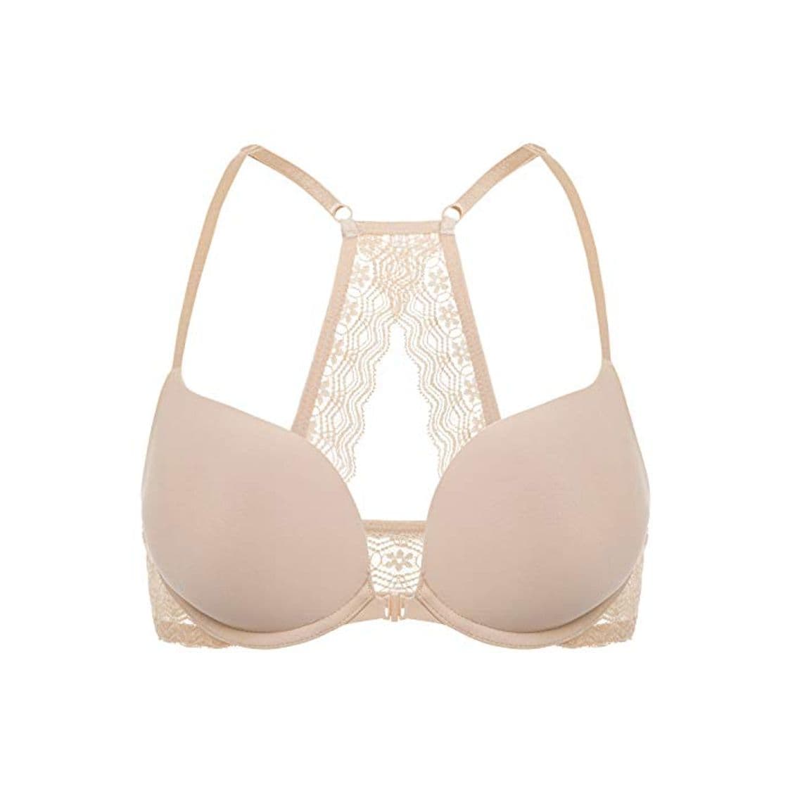 Moda DOBREVA Sujetador Invisible Push Up con Aros con Relleno para Mujer Beige