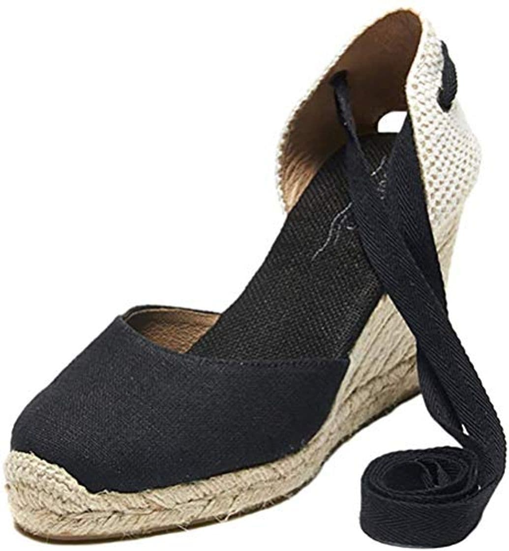 Producto Tomwell Sandalias Mujer Cuña Alpargatas Moda Bohemias Romanas Sandals Rivet Playa Verano Tacon Zapatos A Negro 40 EU