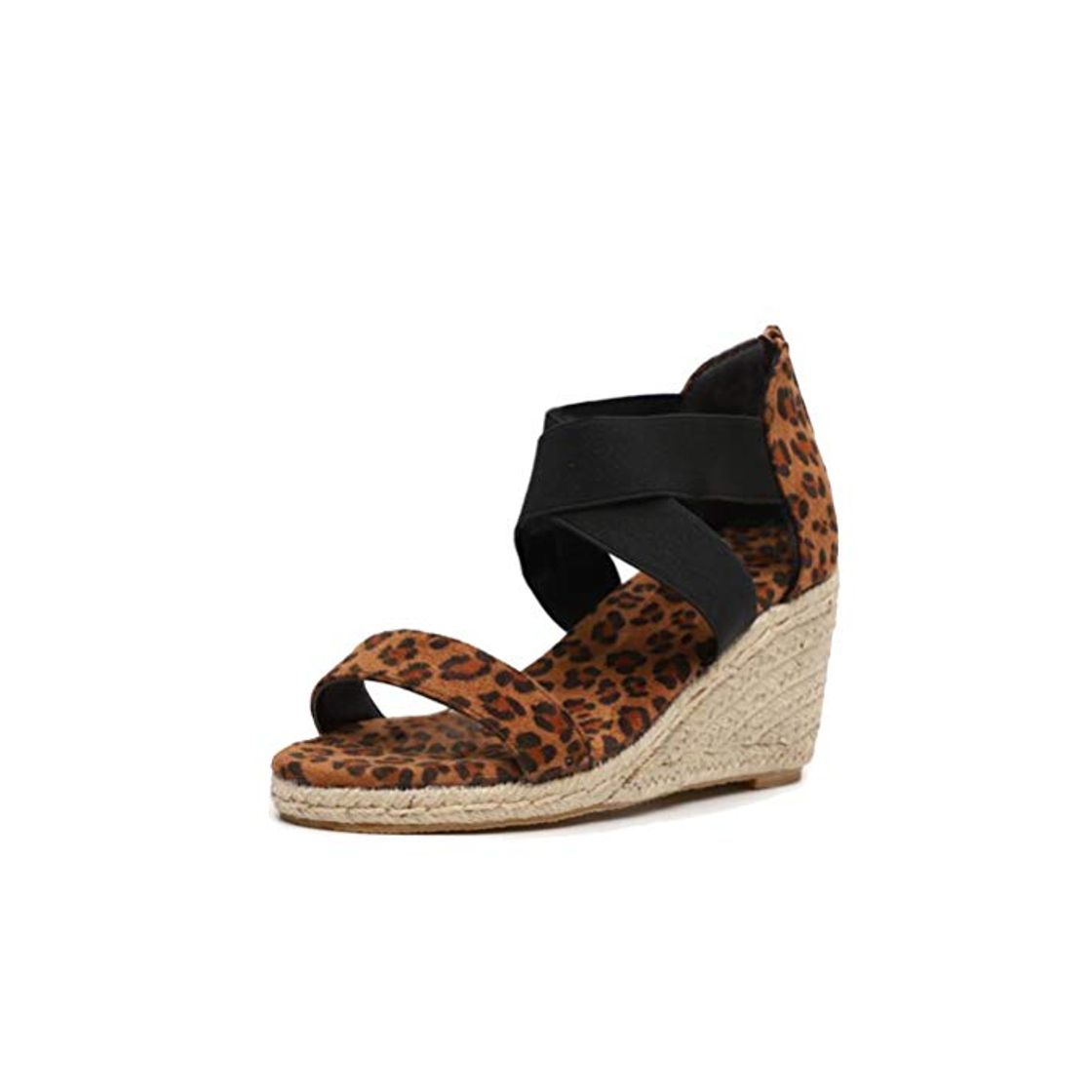 Moda Tomwell Sandalias Mujer Verano Plataforma Cuña Playa Sandalias De Punta Abierta Fiesta Cómodos Bohemias Tacones Altos Sandalias Leopardo Negro 39 EU