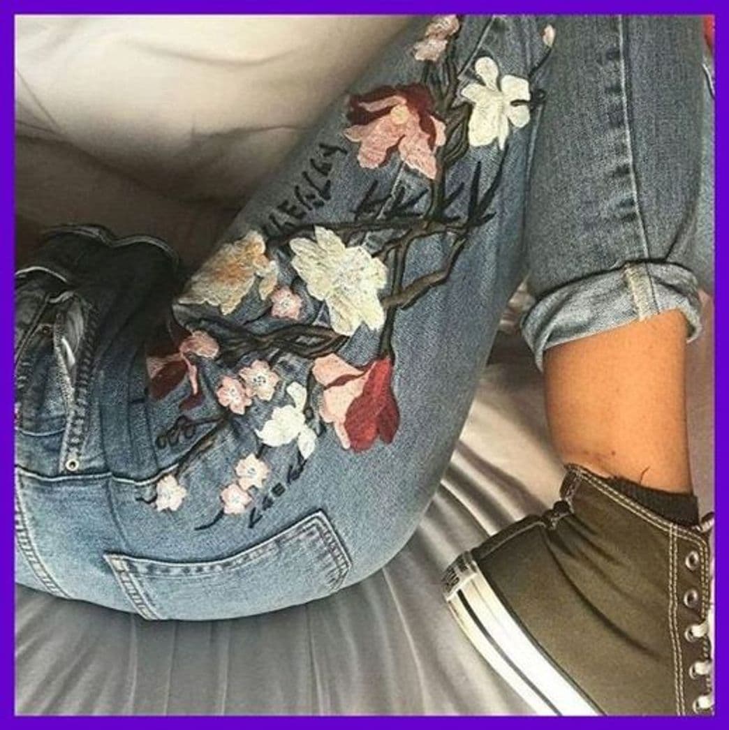 Fashion Jeans cintura alta flores