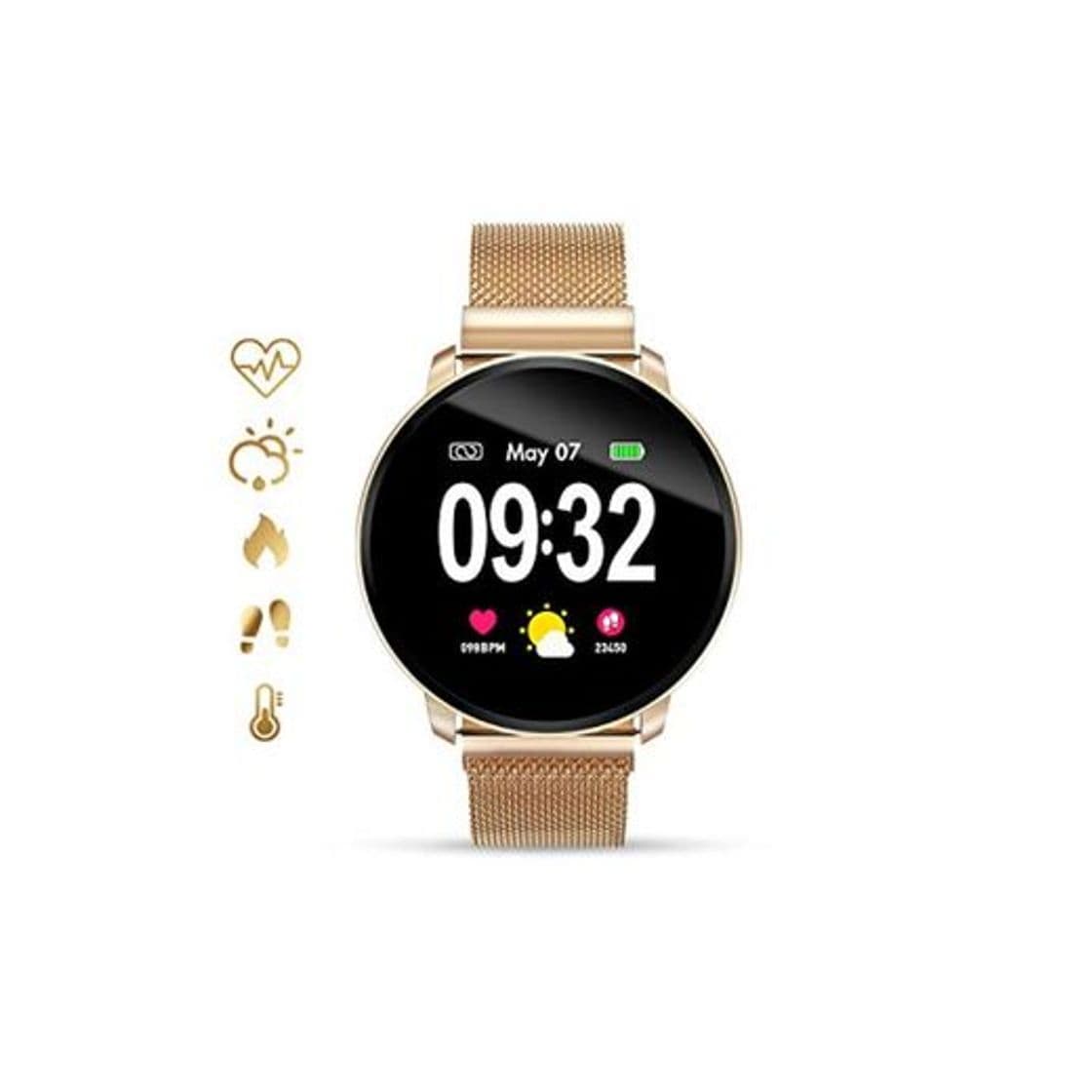 Moda Smartwatch Fashion para Hombre Mujer Impermeable Reloj Inteligente Monitores de Actividad Fitness