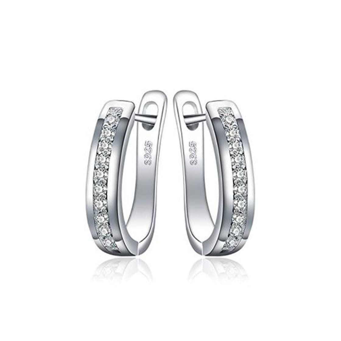 Producto JewelryPalace Pendientes de Aro Eternidad Zirconia Cúbica Boda Huggie Con Canal Conjunto Plata de ley 925