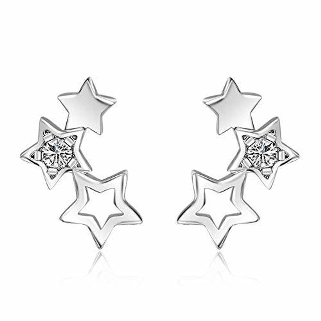 Moda 925 plata esterlina cinco estrellas circón hueco aretes para regalo de mujer