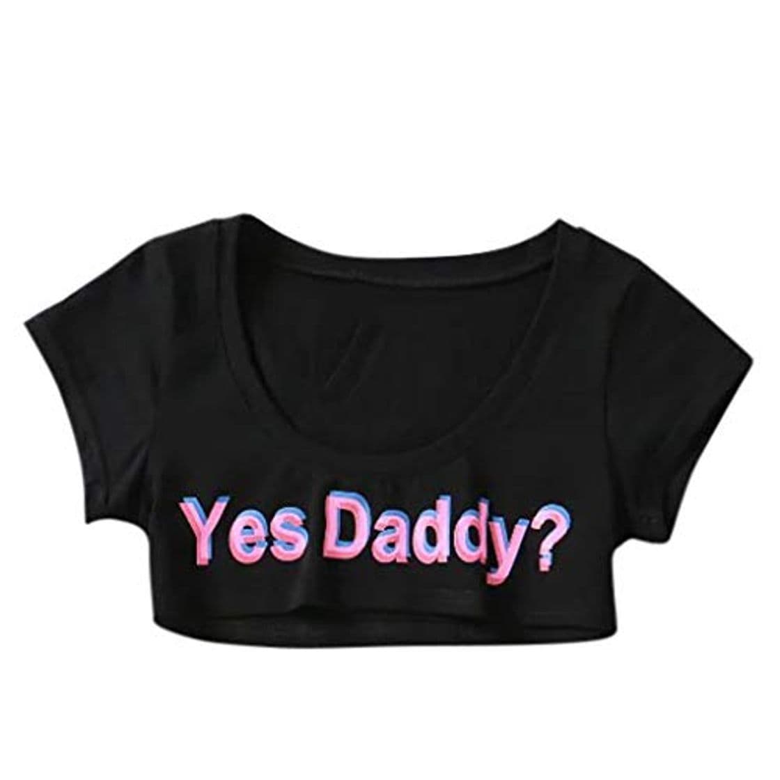 Product Chaleco de Mujer SUNNSEAN Corto Sexy Estampado Letras Yes Daddy Atractivo Sólido Manga Corta Verano Tank Tops Ropa de Interior Deportivo Blusas