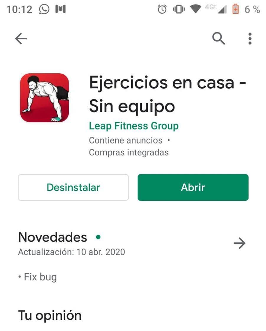 App Ejercicio en casa