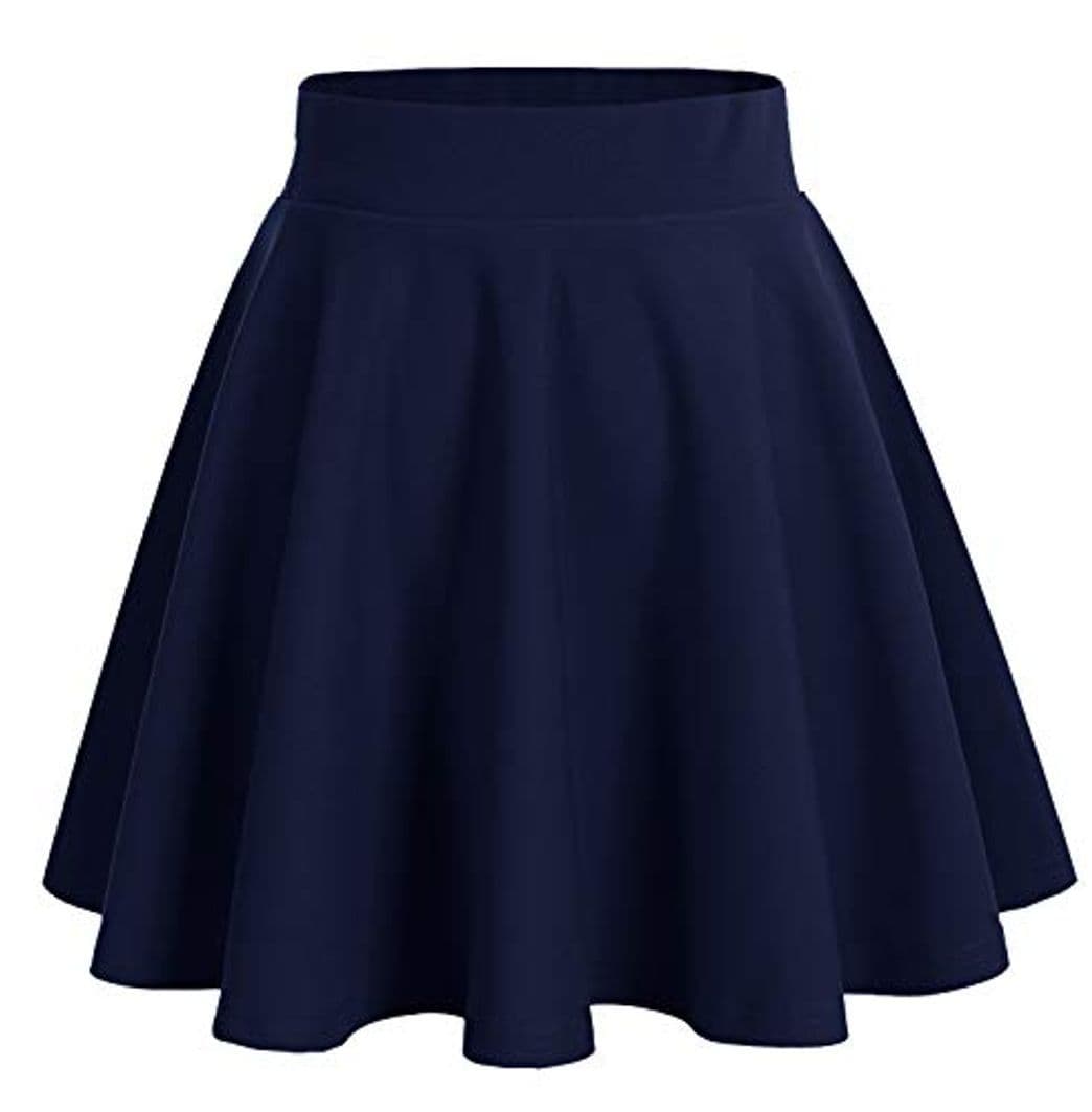 Moda Dresstells Falda Mujer Mini Corto Elástica Plisada Básica Multifuncional Navy L