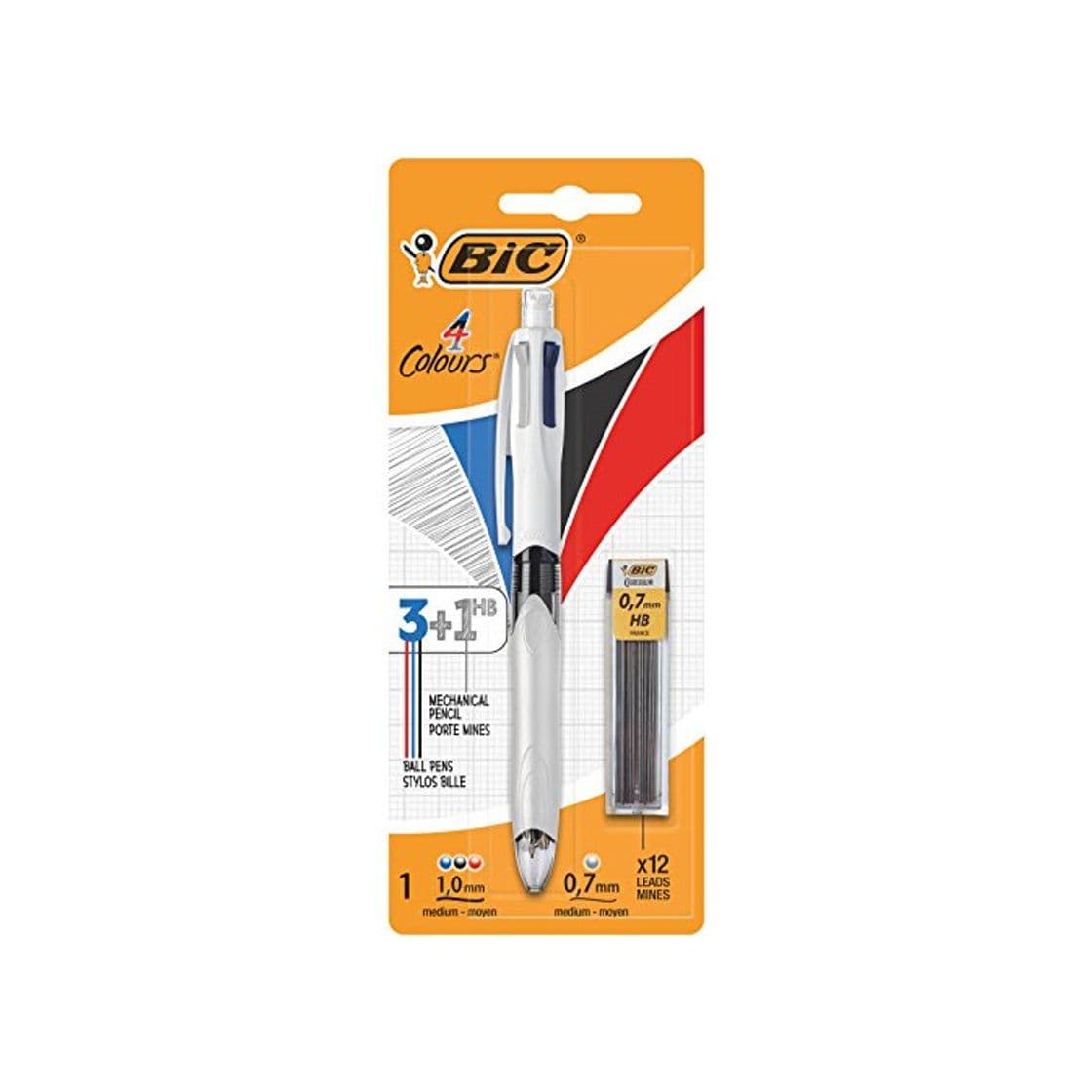 Product BIC 4 colores - Bolígrafo Multifunción 3+1HB con 12 Minas de Recambio