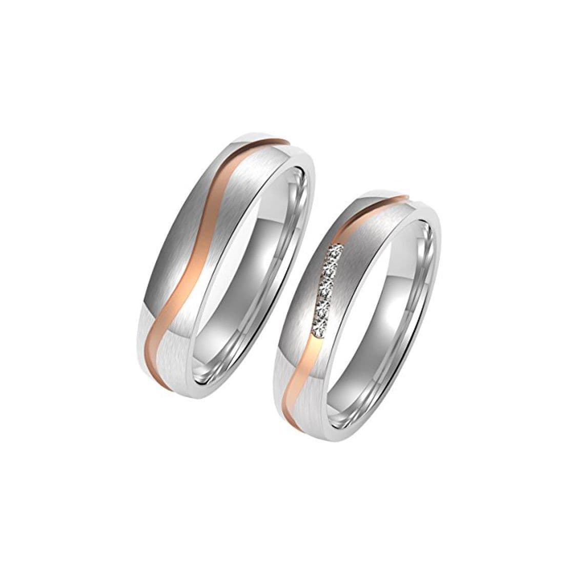 Producto Amtier Anillos Pareja Anillos de Acero Inoxidable para Pareja Anillos de Boda