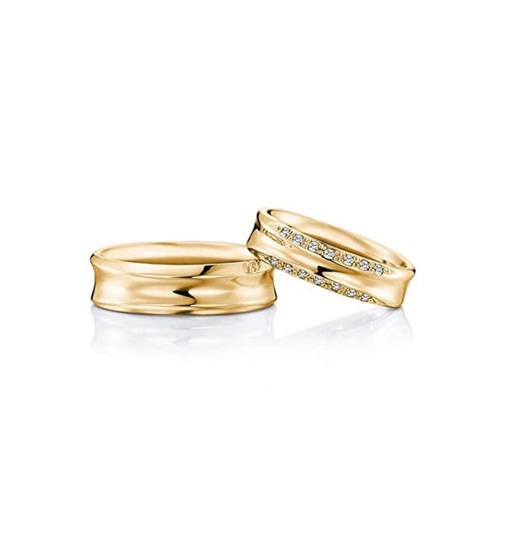 Product AmDxD 2 Piezas Anillos de Oro Amarillo 18 Kilates Redondo Doble Diamante