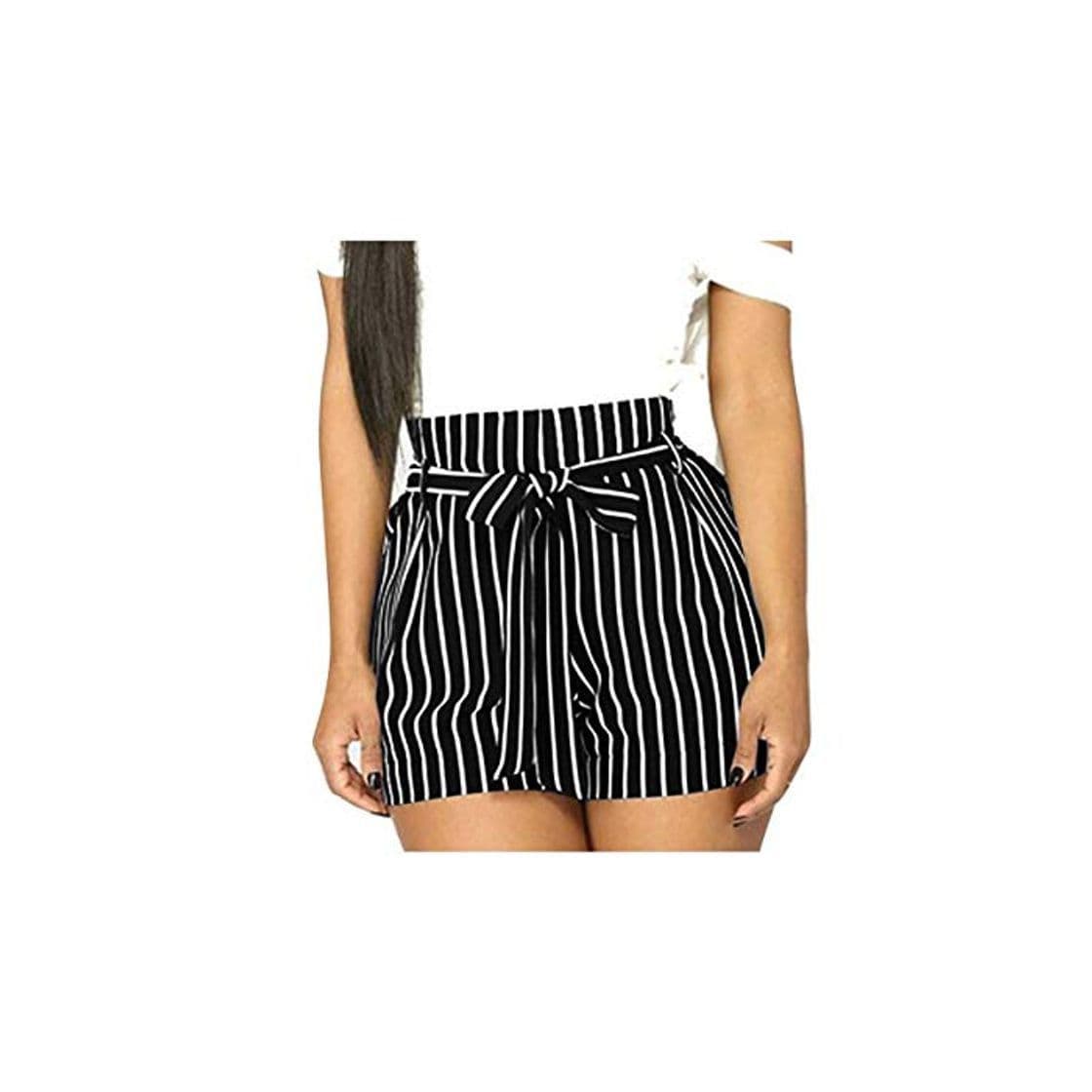 Producto QSAWAL& Short Feminino Summer Women Stripe Printing Pocket High Waist Bandage Easy