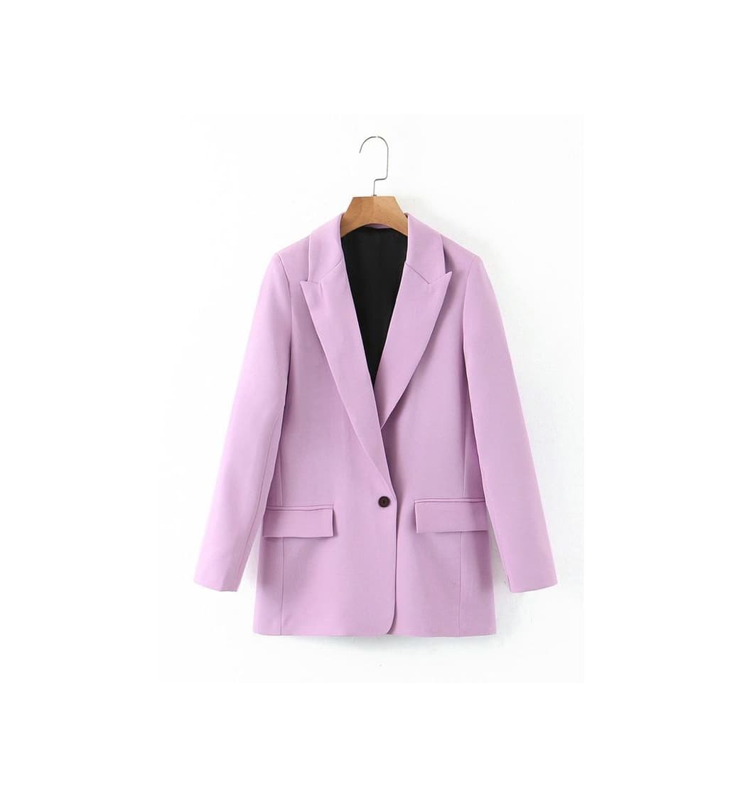 Moda Blazers Liso Lila Elegante 