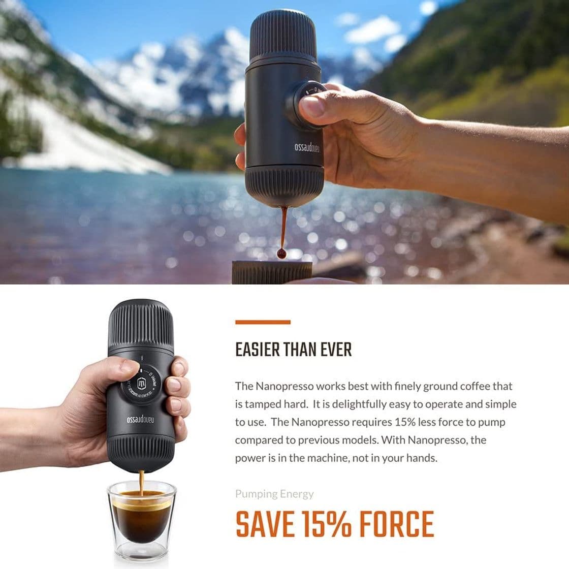 Producto Wacaco Nanopresso Cafetera espresso portátil con Adaptador NS adjunto