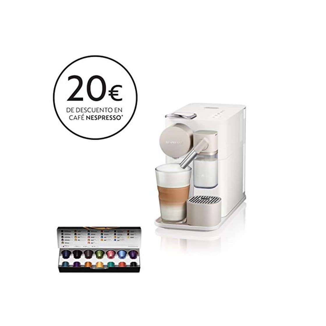 Home Nespresso De'Longhi Lattissima One EN500W - Cafetera monodosis de cápsulas Nespresso con