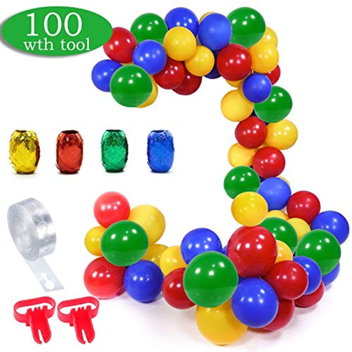 Product SPECOOL Paquete de 100 Globos de superhéroes Globo Rojo Amarillo Azul Verde