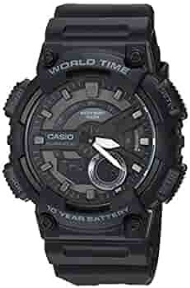 Fashion Reloj Casio Analógico Telememo con World Time para Hombres 