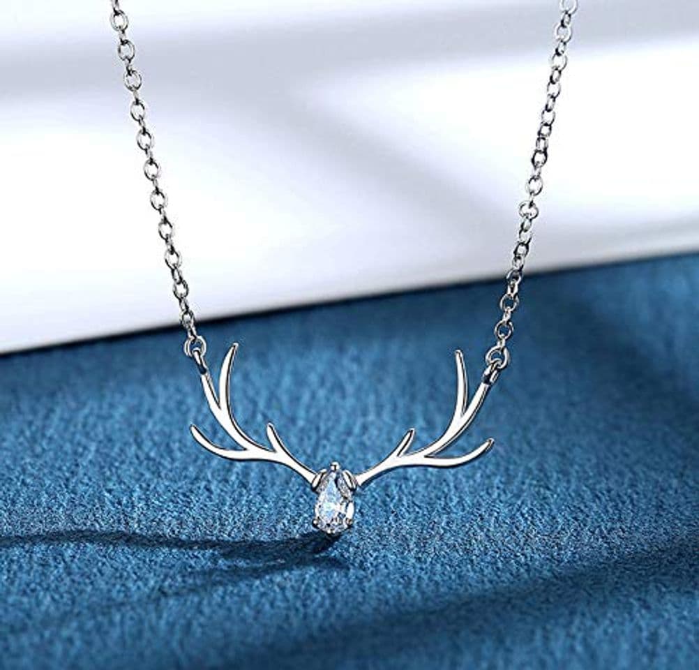 Moda QERTYU Todo el Camino venado Tiene Collar de Mujer 925 Colgante de Plata esterlina Simple Cadena de clavícula de Moda Regalo de cumpleaños