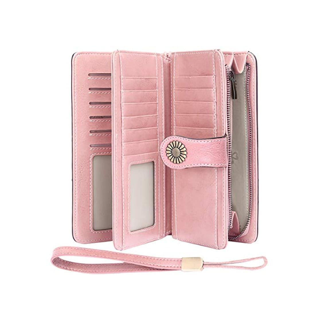 Producto Cartera Cuero Mujer Bloqueo RFID Monedero Piel Mujer Grande con Muchos Bolsillos,