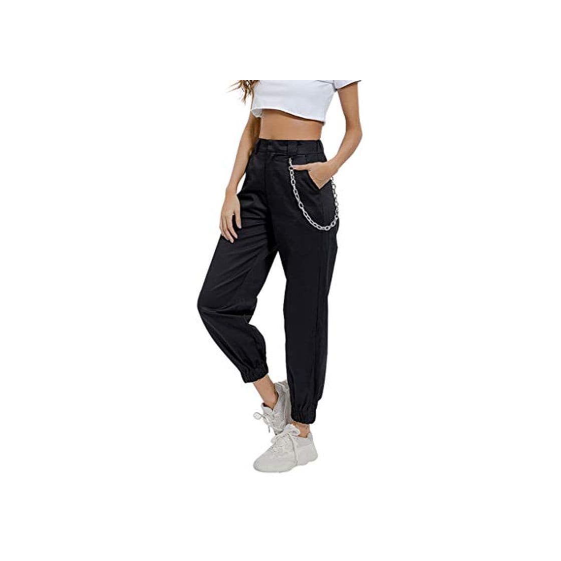 Moda RISTHY Pantalones Cargo Mujer Hip Hop Danza Pantalón Harem Pantalones Largos Cintura