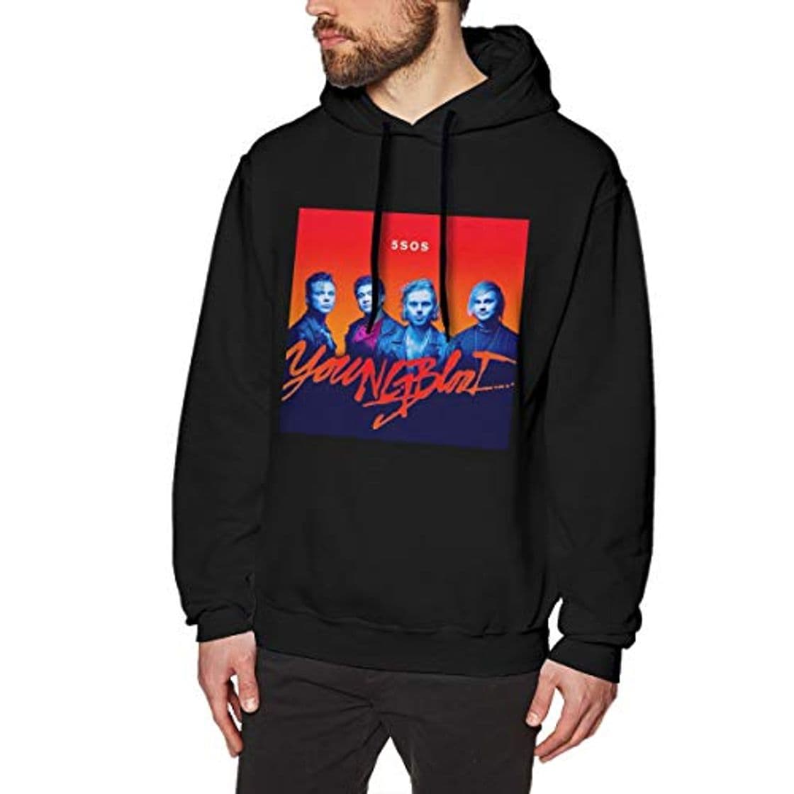 Moda Hazelknorton Personalizado 5SOS Youngblood Sudadera con Capucha Estampada De Algodón para Hombre Black M Sudadera De Manga Larga