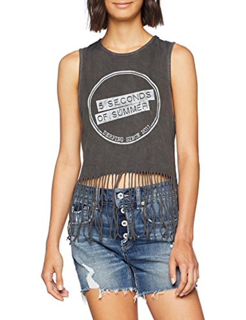 Moda 5 Seconds Of Summer Derping Stamp Vintage Camiseta de Tirantes, Grey