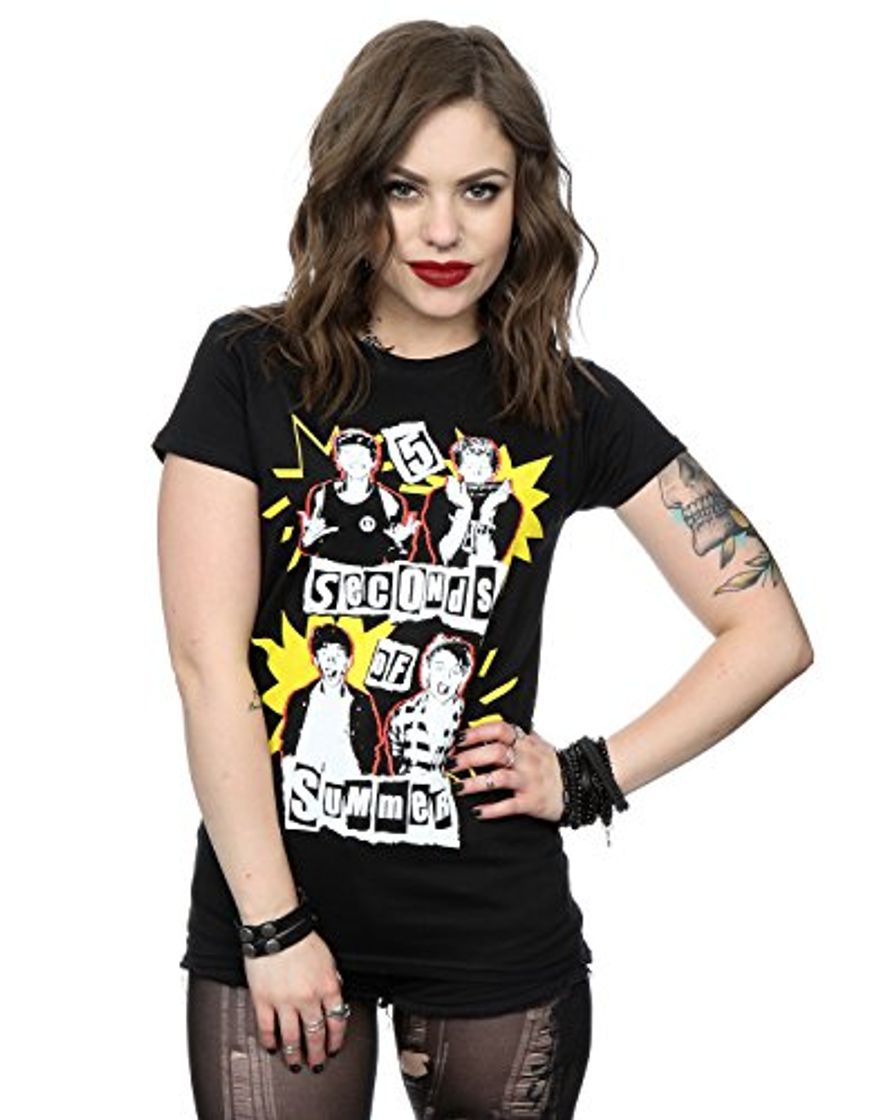 Moda 5 Seconds Of Summer Mujer Yellow Stars Camiseta X