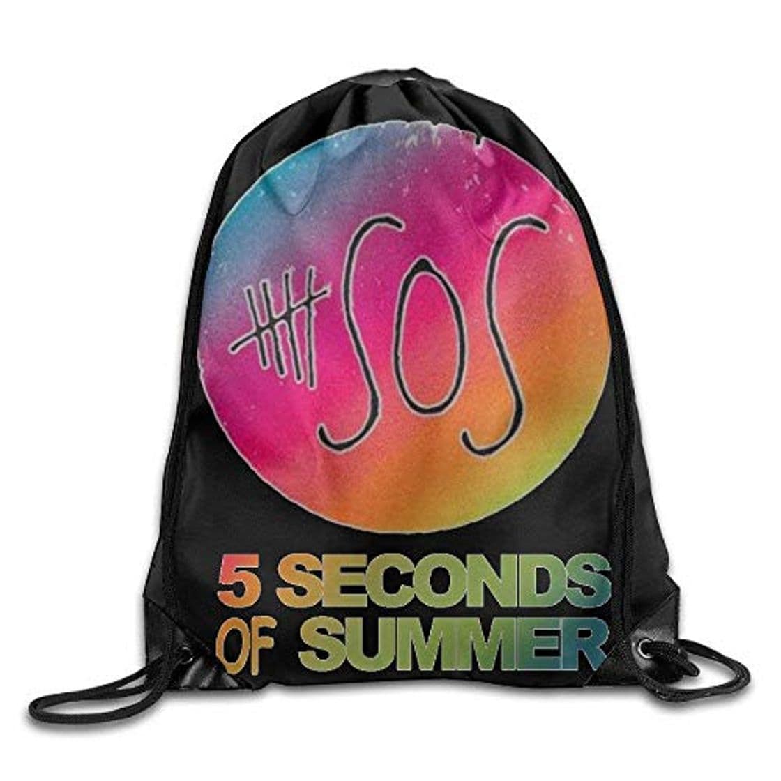 Moda YuYfashions Mochila con cordón Drawstring Backpack 5sos Neon Pop Punk Band Nylon Home Travel Sport Storage