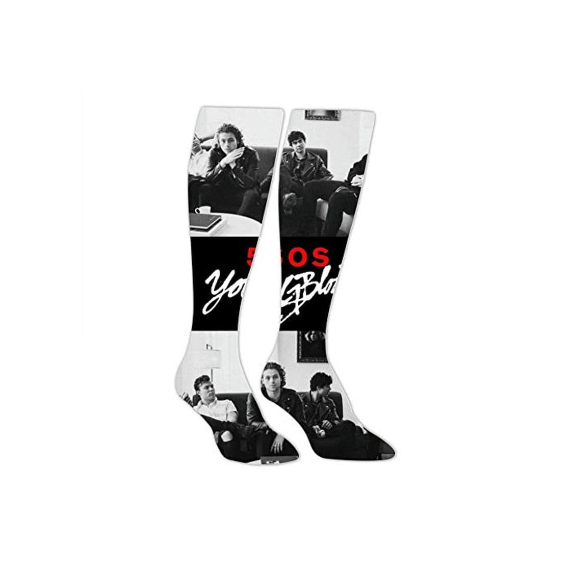 Moda HJKAA Calcetines Hombres Mujer Unisex High Knee Socks Young Blood 5