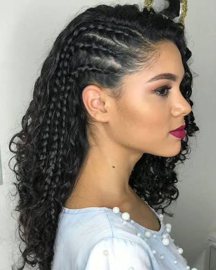 Fashion penteado trança lateral