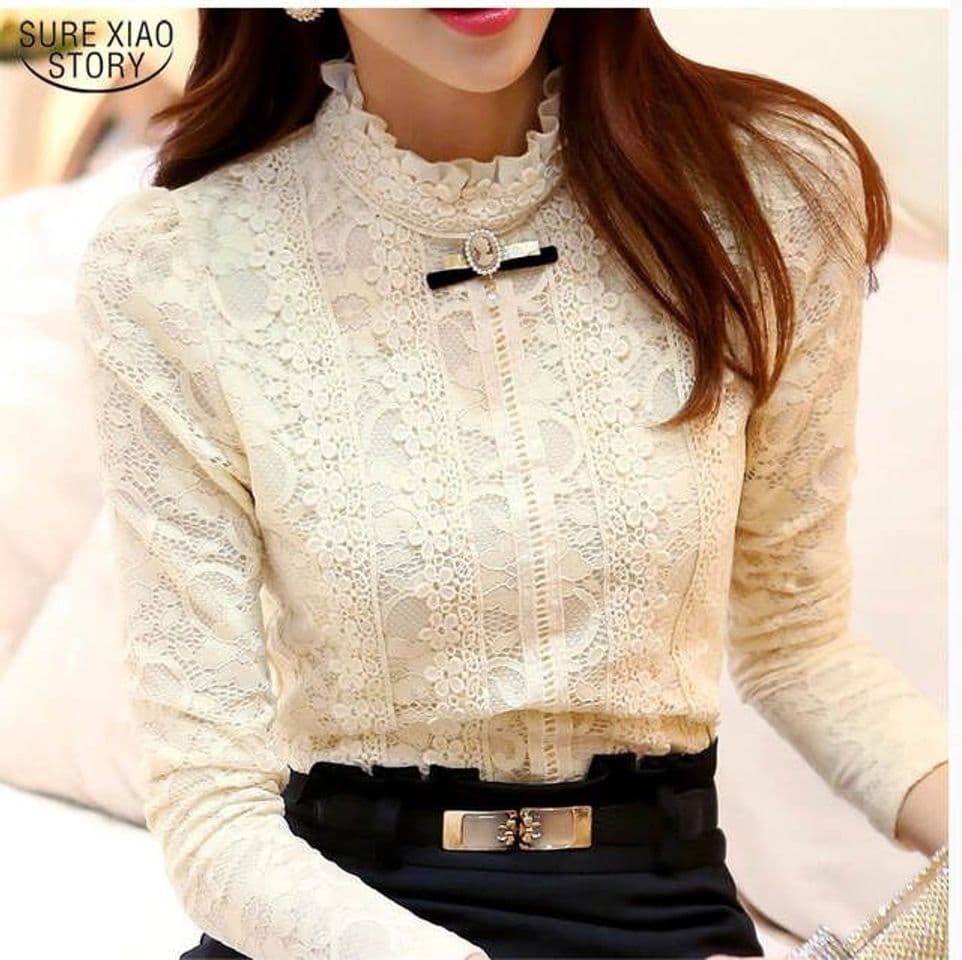 Fashion Blusa de Encaje de Moda para Mujer Cárdigan Camisa Camisa de Ganchillo