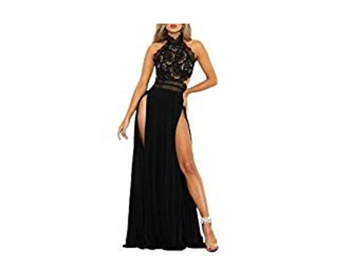 Product Mujer Maxi Vestido Sexy Sin Mangas Cabestro Backless División Cordón Sólido Fiesta