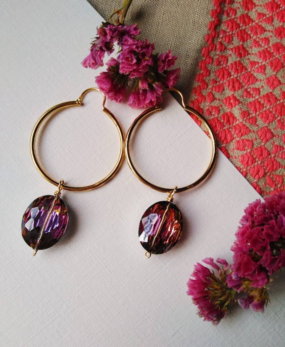 Moda Aretes de chapa de oro y cristal 