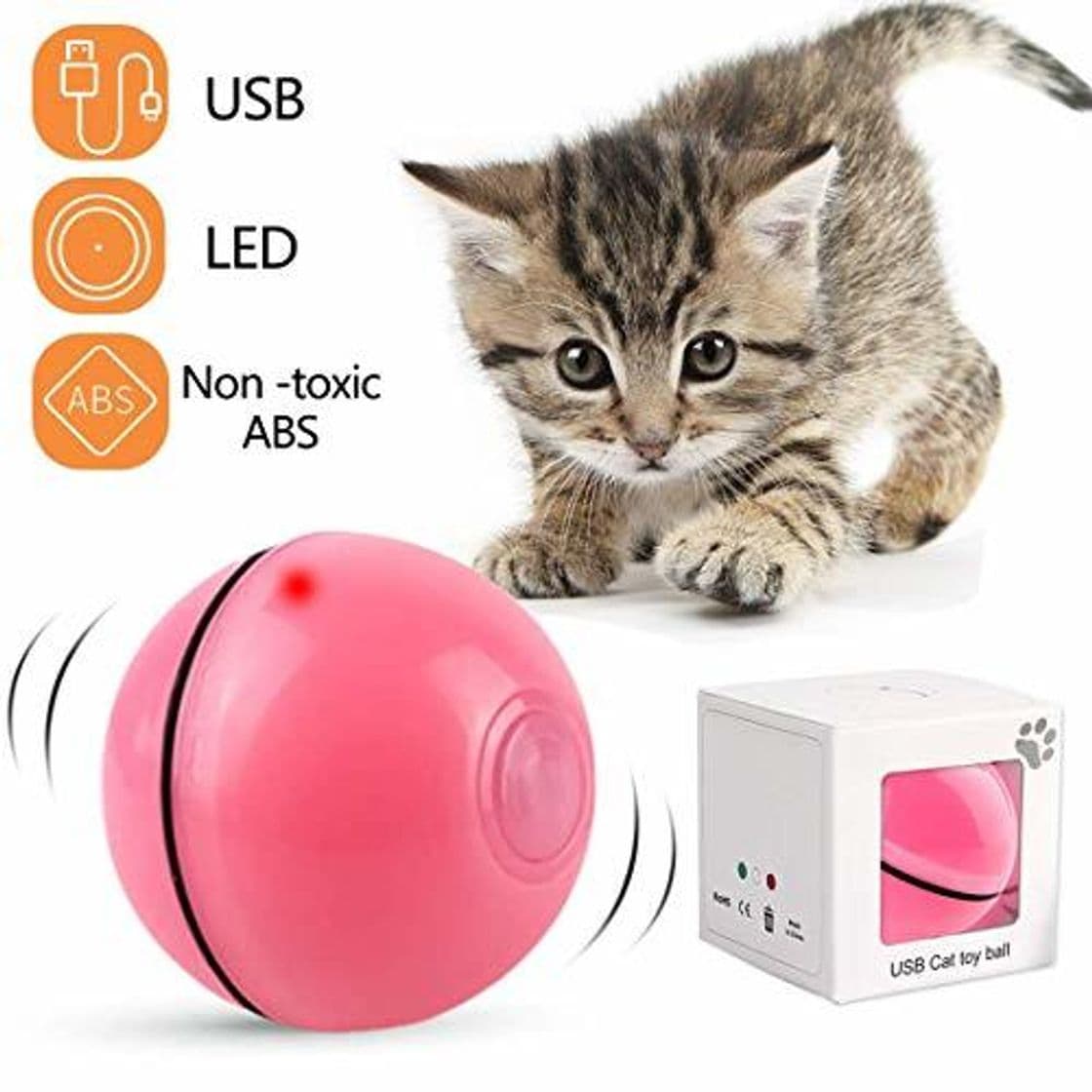 Producto DIWUJI Bola de Gato, Juguetes para Gatos Pelotas, Carga USB Bola Giratoria