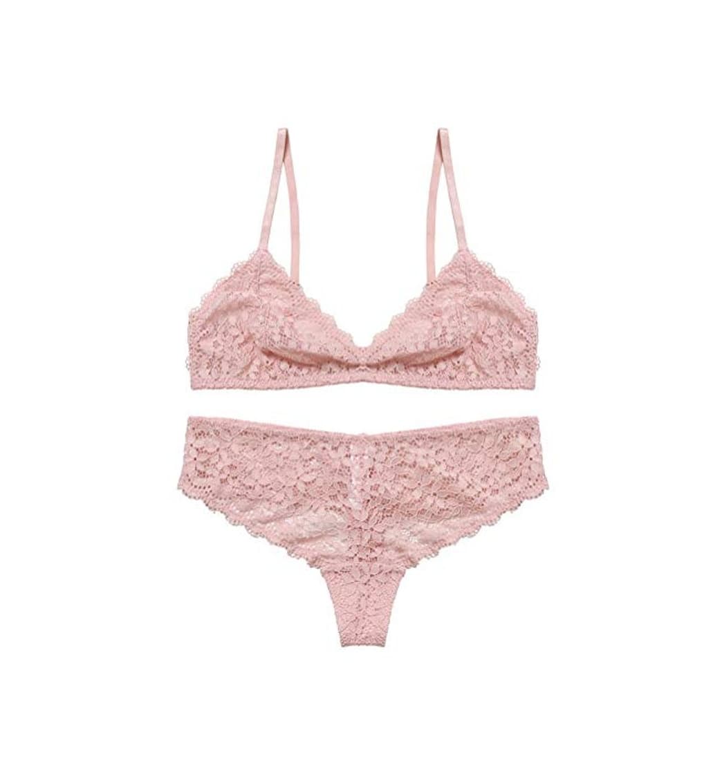 Producto Awake Lingerie Selected Soft Lace Bralette Encaje y Bragas, Sexy Sujetador Transparente