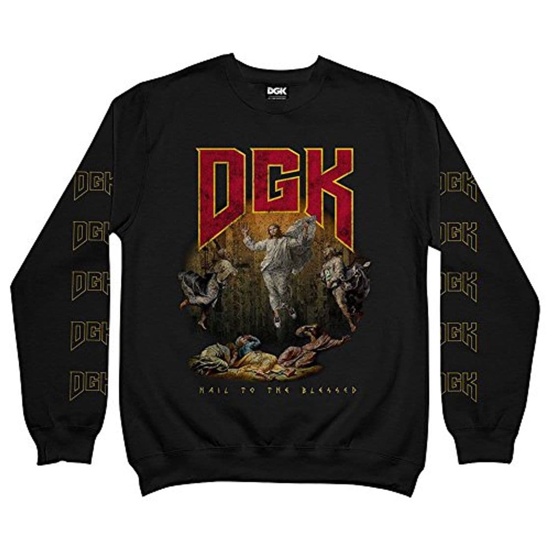 Fashion DGK Men's Hail Crew Fleece Long Sleeve Sweatshirt Black XL