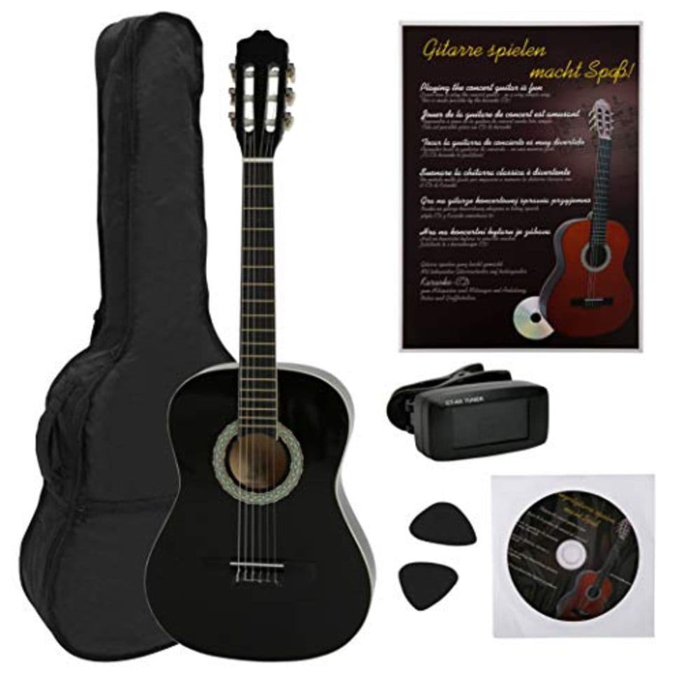 Producto NAVARRA NV14PK - Guitarra acustica STARTER PACK 3/4 negro con bordes crema