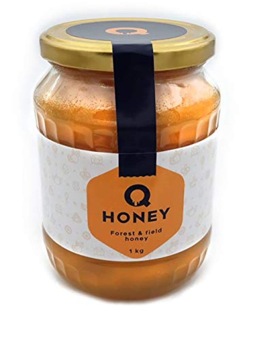 Product Q-Honey Miel de Abeja Pura, Miel Cruda, 100 % Natural, Sin Filtrar